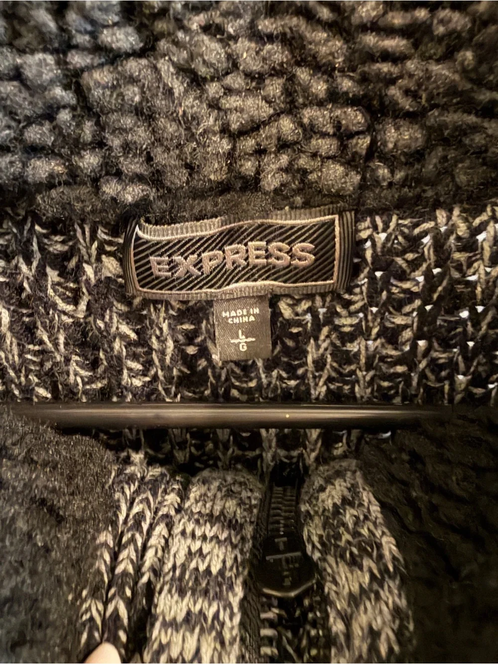 EXPRESS Men's Black & Charcoal Knit Button-Up Cardigan | L